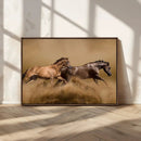 Large Wall Art Canvas Print – Two Running Brown Horses