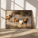 Large Wall Art 5 Horses Running on Sand Canvas Print