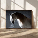 Large Wall Art Cream Colored Horse on Grey Background Canvas