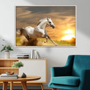 Large Wall Art Galloping White Horse at Sunset Canvas Print