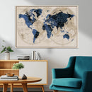 Vintage Blue World Map Canvas Wall Art – Antique Style by MyGreatCanvas | Canvas Wall Art Prints | Photo Prints & Wall Decor
