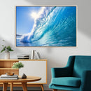 Blue Big Wave Surfing Ocean Canvas Wall Art Artwork Print