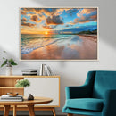 Sunset Beach Canvas Wall Art – Tropical Triptych Seascape