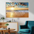 Golden Sunset Beach Print Canvas Wall Art, Giclee Canvas