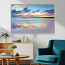 Tranquil Pastel Sunset Beach Triptych Canvas Art, Soothing