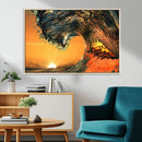 Surf Wave Sunset Canvas Wall Art Print, 3-Panel Ocean
