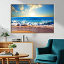 Tropical Beach Sunset Canvas Art, Ocean Waves and Sandy