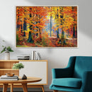 Autumn Red Forest Triptych Canvas Wall Art Print, Forest