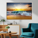 Golden Sunset Ocean Waves Wall Art Canvas Print – Multi