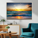 Vibrant Ocean Sunrise Over Golden Beach Waves, Giclee Canvas