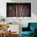 Vintage Ski Gear Canvas Print, Vintage Ski Gear Against