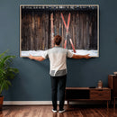 Vintage Ski Gear Canvas Print, Vintage Ski Gear Against
