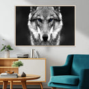Black and White Wild Wolf Wall Art Canvas Print