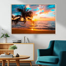 Palm Tree Sunset On The Beach Wall Art Canvas, Framed Palm by MyGreatCanvas | Canvas Wall Art Prints | Photo Prints & Wall Decor