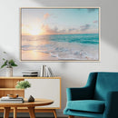 Tranquil Ocean Beach Sunset Canvas Wall Art | 3-Panel
