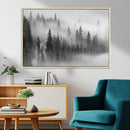 Foggy Misty Forest Canvas Wall Art – Black and White