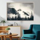 Large Foggy Mountain Forest Wall Art Canvas Print | Misty