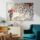 Banksy Art Butterfly Girl Explosion Canvas Art – Vibrant