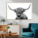 Grayscale Scottish Highland Cow Cattle Art Print Farmhouse by MyGreatCanvas | Canvas Wall Art Prints | Photo Prints & Wall Decor