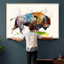 Abstract Buffalo Wall Art, Western Watercolor Bison Canvas