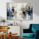 Modern Abstract Canvas Wall Art in Blue and Gold Tones |