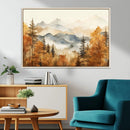 Golden Autumn Forest Wall Art Canvas | Mountain Landscape