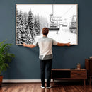 Ski Wall Art - Ski Lift Wall Art Canvas Print Snow Covered by MyGreatCanvas | Canvas Wall Art Prints | Photo Prints & Wall Decor