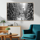 Winter Ski Lift Black and White Canvas Wall Art – Alpine