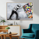 Banksy Art Behind the Curtain Street Wall Art Canvas Print |