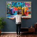 Fitness Gym Barbell Graffiti Wall Art Canvas Print