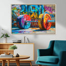 Fitness Gym Barbell Graffiti Wall Art Canvas Print
