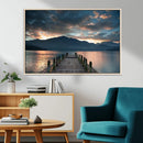 Mountain Lake Wood Pier Canvas Wall Art Nature Lake Print