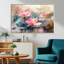 Lotus Flower Wall Art | 3-Panel Giclee Canvas Print of Pink