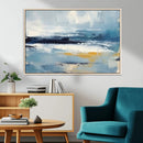 Abstract Ocean Canvas Wall Art - Coastal Blue and Gold