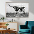 Texas Black White Highland Longhorn Cow Wall Art Canvas by MyGreatCanvas | Canvas Wall Art Prints | Photo Prints & Wall Decor