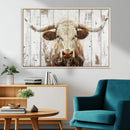 Rustic Longhorn Bull Wall Art Canvas Set – Western-Inspired