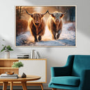 Scottish Highland Cow Horn Farm Wall Art Canvas Print