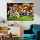 Dogs Playing Pool Canvas Wall Art Funny Gifts Dog Print