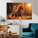 Running Horse Sunset Forest Wall Art Canvas Print