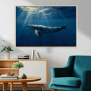 Whale under Ocean Wall Art Canvas Print