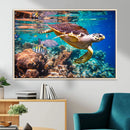 Sea Turtle Wall Art Canvas Print – Vibrant Ocean Coral Reef