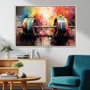 Weightlifting Barbell Art Triptych, Bold Abstract Fitness