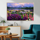 Vibrant Wildflower Garden and Mountain View Giclee Canvas