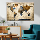 World Map Wall Art – Antique Style Blue and Brown Map Canvas by MyGreatCanvas | Canvas Wall Art Prints | Photo Prints & Wall Decor