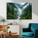 Mountain Forest River Canvas Wall Art Print - Serene Nature