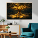 Golden Tree of Life Canvas Wall Art Print - Majestic Glowing