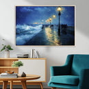 Abstract Stormy Ocean Pier Canvas Wall Art Print | Stormy