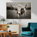Texas Longhorn Cow Canvas Wall Art Print - Large Rustic