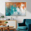 Vintage Abstract Print - Bold Teal and Orange Canvas Wall