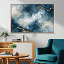 Large Abstract Print - Luxe Blue and Gold Abstract Canvas